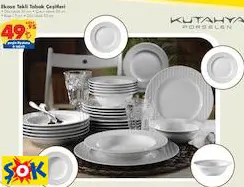 KÜTAHYA PORSELEN EKOSE TEKLİ TABAK ÇEŞİTLERİ